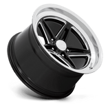 18X7 American Racing Vintage VN514 GROOVE GLOSS BLACK W/ DIAMOND CUT LIP 5X120.65