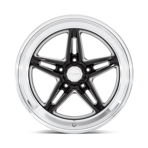 18X8 American Racing Vintage VN514 GROOVE GLOSS BLACK W/ DIAMOND CUT LIP 5X127