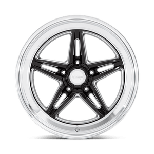 18X10 American Racing Vintage VN514 GROOVE GLOSS BLACK W/ DIAMOND CUT LIP 5X114.3