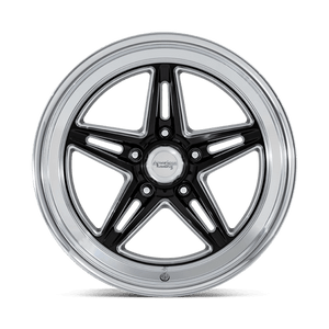 20X10 American Racing Vintage VN514 GROOVE GLOSS BLACK W/ DIAMOND CUT LIP 5X127