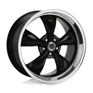 16X7 American Racing AR105 TORQ THRUST M GLOSS BLACK W/ MACHINED LIP 5X114.3