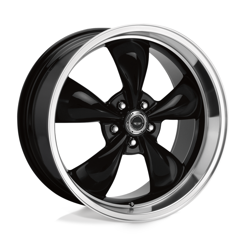 17X7.5 American Racing AR105 TORQ THRUST M GLOSS BLACK W/ MACHINED LIP 5X114.3