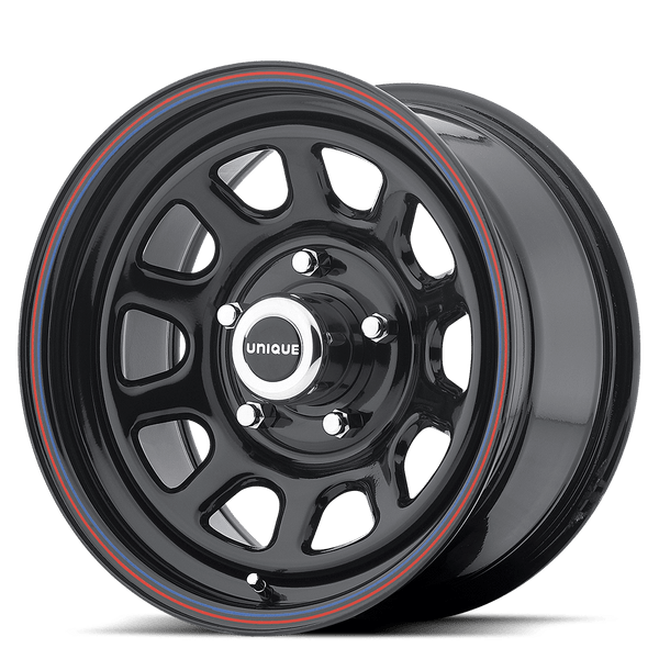 16X7 American Racing AR767 RIMS - GLOSS BLACK W/ STRIPES 8X165.1