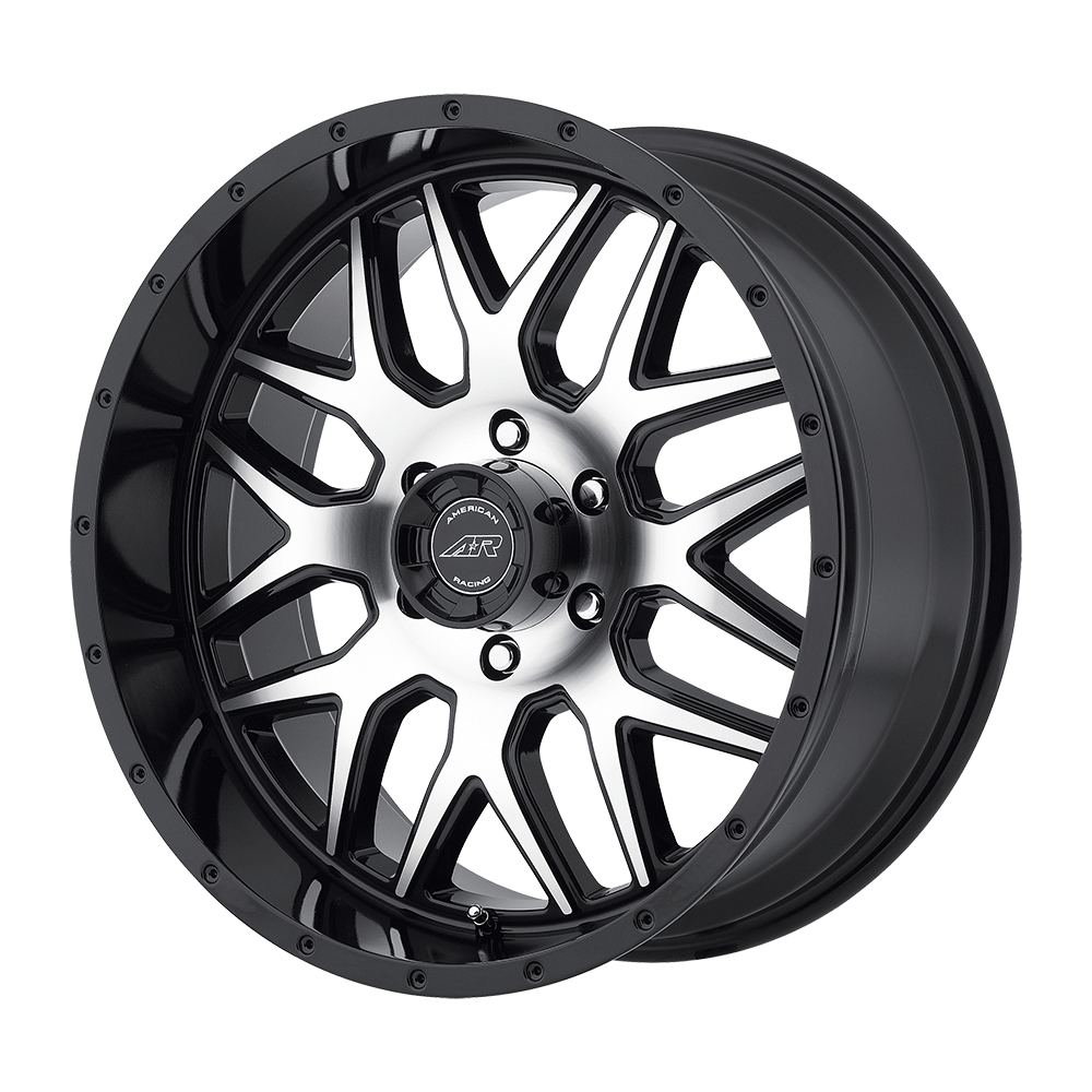 18X9 American Racing AR910 GLOSS BLACK MACHINED 5X114.3