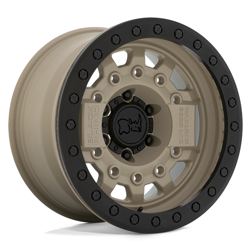 17" Black Rhino Hard Alloys AVENGER BEADLOCK DESERT SAND W/ BLACK HARDWARE 6X139.7