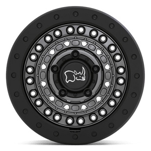 18" Black Rhino Hard Alloys BARRICADE GUN BLACK W/ BLACK ROCK GUARD 5X150