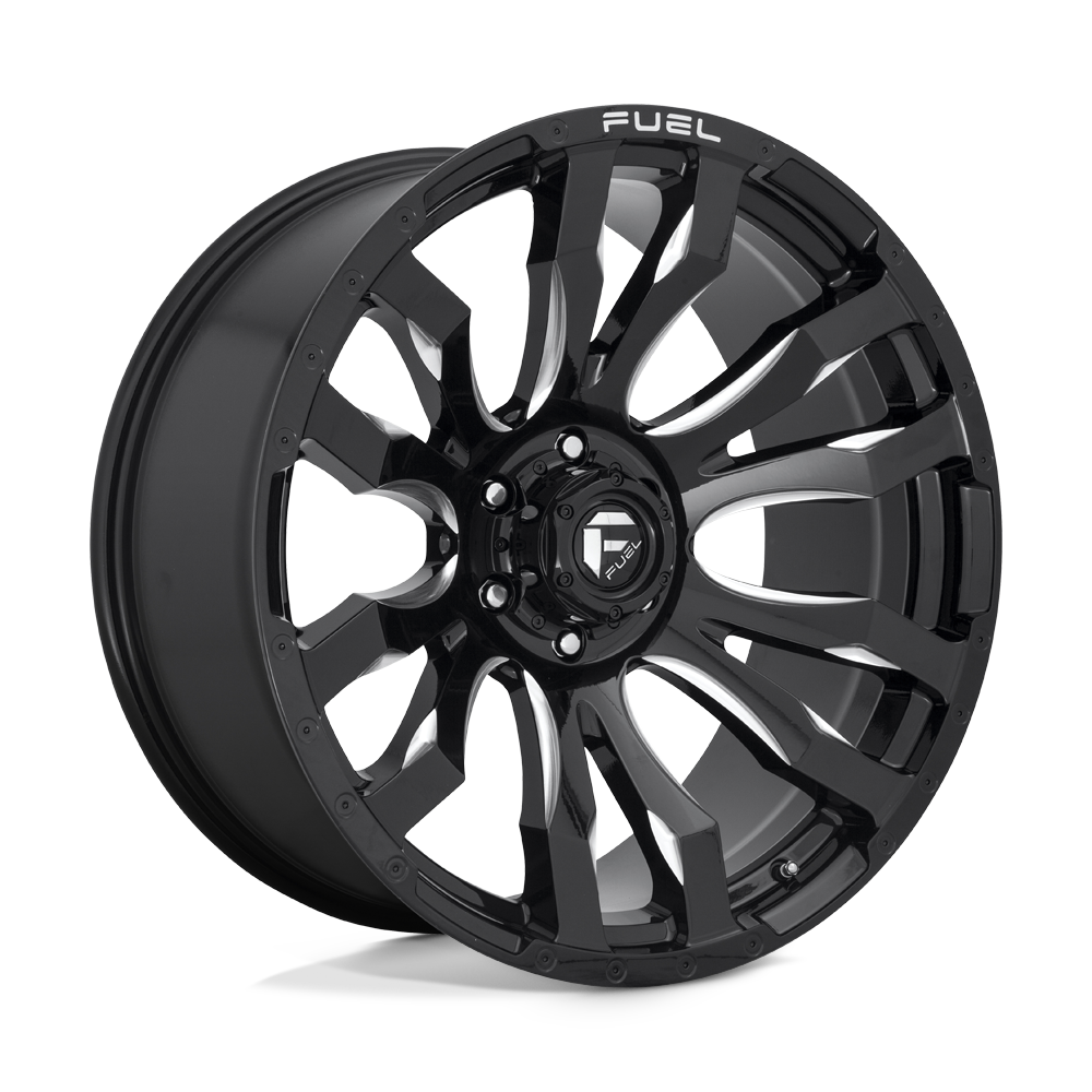 20X9 Fuel 1PC D673 BLITZ RIMS - GLOSS BLACK MILLED 8X170