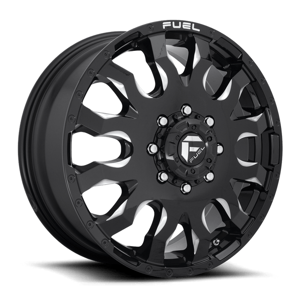 20X8.25 Fuel 1PC D673 BLITZ RIMS - GLOSS BLACK MILLED 8X165.1