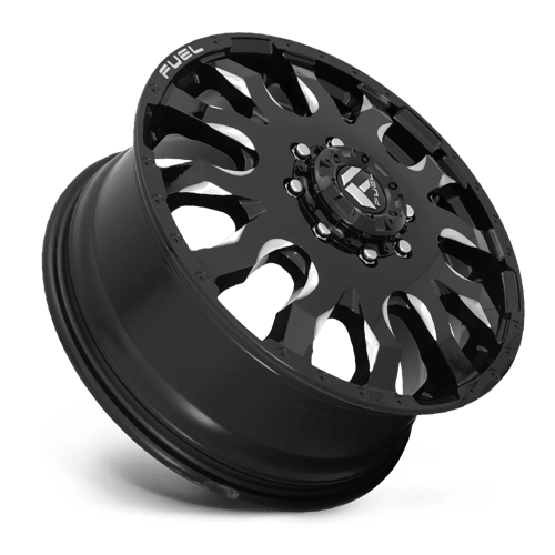 20X8.25 Fuel 1PC D673 BLITZ RIMS - GLOSS BLACK MILLED 8X165.1