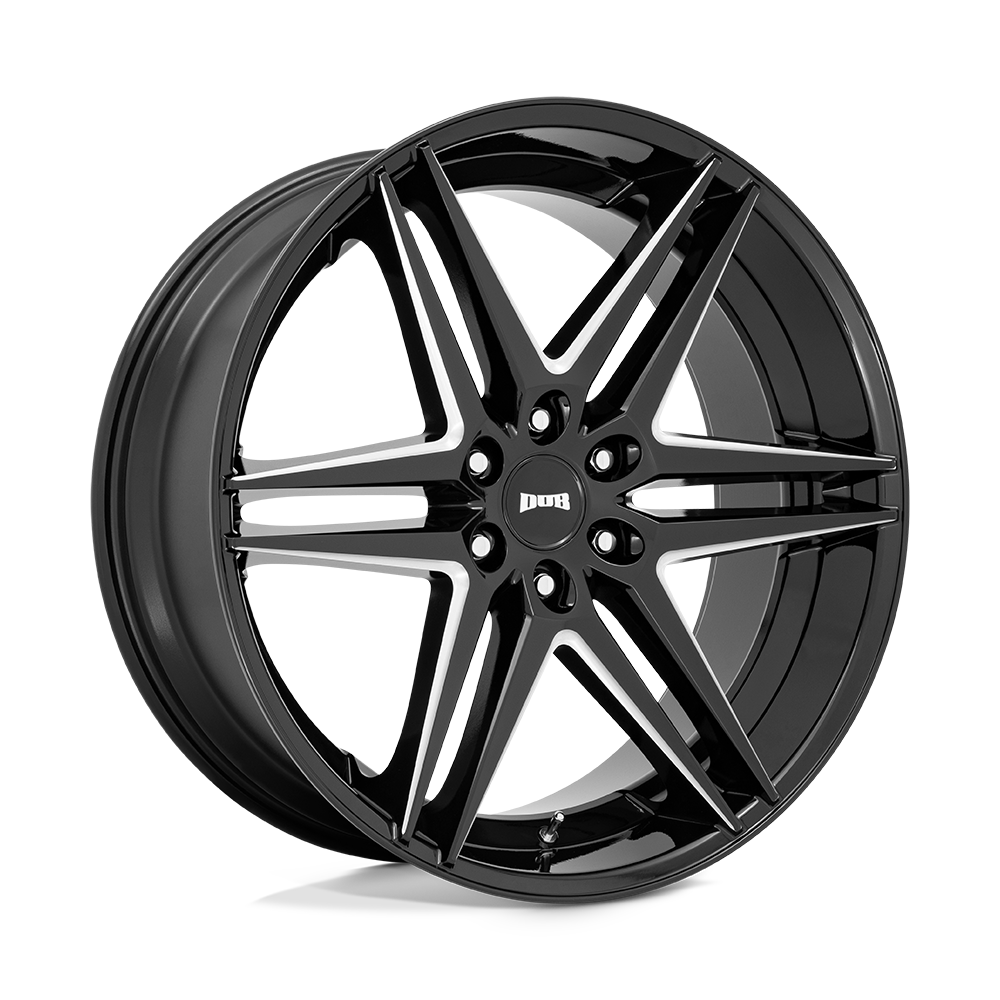 24X10 DUB 1PC S267 DIRTY DOG GLOSSY BLACK MILLED 6X139.7