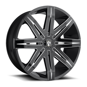 22X9.5 DUB 1PC S227 STACKS GLOSS BLACK MILLED 5X114.3/5X120
