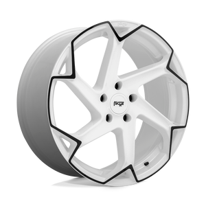 20X9 Niche 1PC M257 FLASH GLOSS WHITE W/ BLACK 5X120