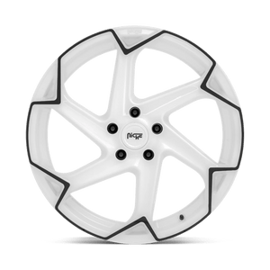 20X9 Niche 1PC M257 FLASH GLOSS WHITE W/ BLACK 5X112