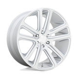 22X9.5 DUB 1PC S257 FLEX GLOSS SILVER BRUSHED FACE 5X115