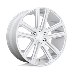 22X9.5 DUB 1PC S257 FLEX GLOSS SILVER BRUSHED FACE 5X115