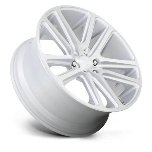 22X9.5 DUB 1PC S257 FLEX GLOSS SILVER BRUSHED FACE 5X115