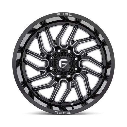 22X12 Fuel 1PC D807 HURRICANE RIMS - GLOSS BLACK MILLED 8X165.1