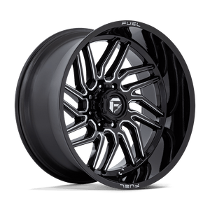 24X12 Fuel 1PC D807 HURRICANE RIMS - GLOSS BLACK MILLED 8X165.1