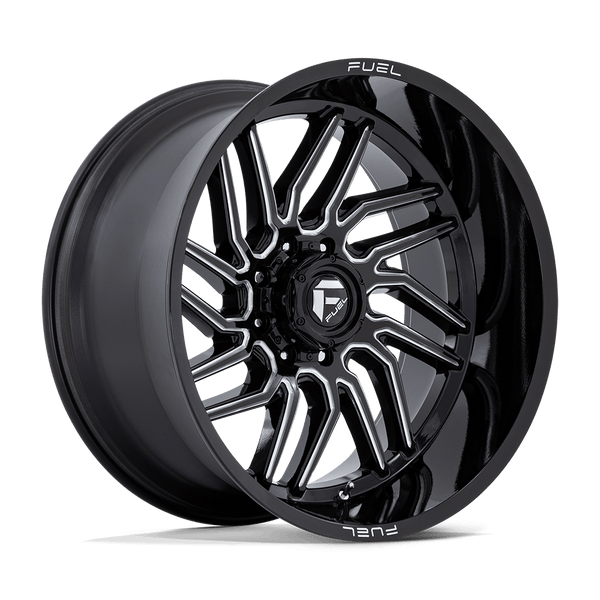 24X12 Fuel 1PC D807 HURRICANE RIMS - GLOSS BLACK MILLED 8X165.1