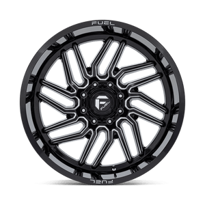 24X12 Fuel 1PC D807 HURRICANE RIMS - GLOSS BLACK MILLED 8X165.1