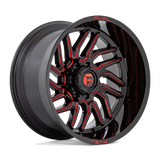 20X9 Fuel 1PC D808 HURRICANE RIMS - GLOSS BLACK MILLED RED TINT 8X165.1