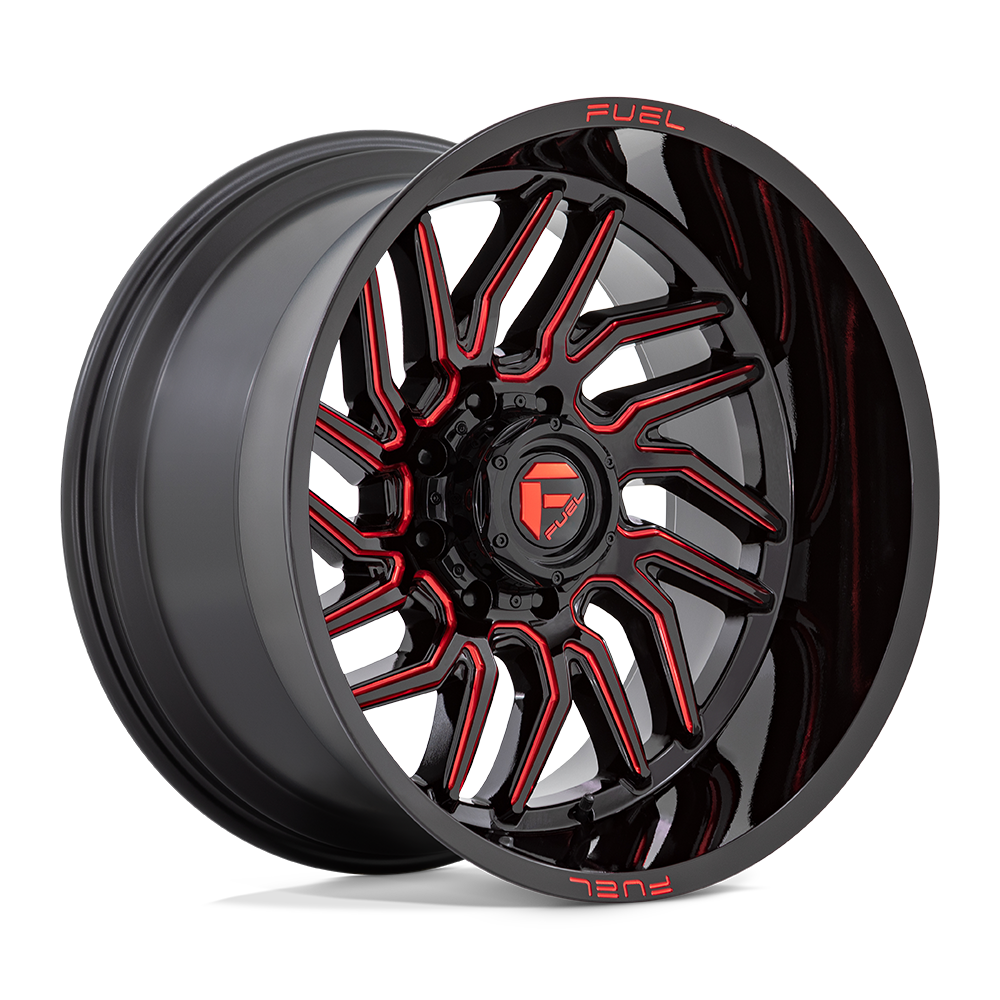 20X10 Fuel 1PC D808 HURRICANE RIMS - GLOSS BLACK MILLED RED TINT 8X165.1