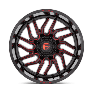 20X10 Fuel 1PC D808 HURRICANE RIMS - GLOSS BLACK MILLED RED TINT 8X165.1