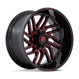 24X12 Fuel 1PC D808 HURRICANE RIMS - GLOSS BLACK MILLED RED TINT 8X165.1