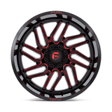 24X12 Fuel 1PC D808 HURRICANE RIMS - GLOSS BLACK MILLED RED TINT 8X165.1