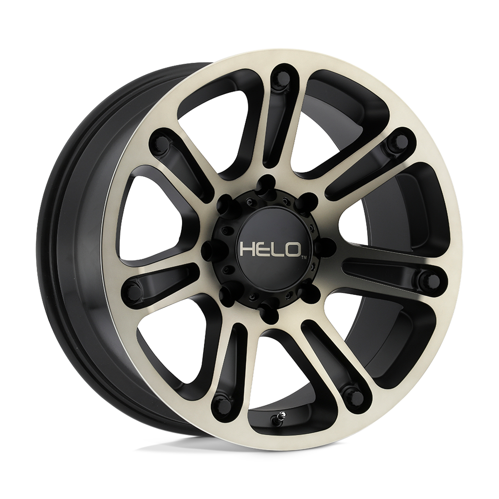 20X9 Helo HE904 SATIN BLACK MACH W/ DARK TINT 6X139.7