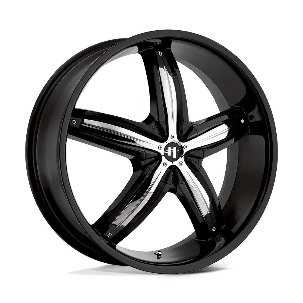22X8.5 Helo HE844 GLOSS  BLACK W/ CHROME ACCENTS BLANK