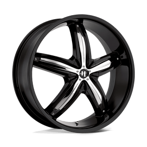 20X8 Helo HE844 GLOSS  BLACK W/ CHROME ACCENTS 5X100/5X114.3