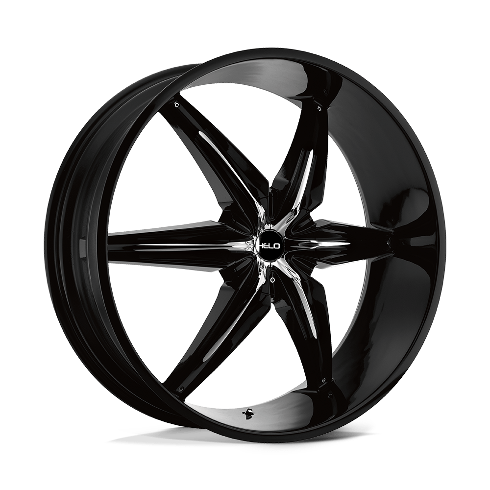 22X9.5 Helo HE866 GLOSS  BLACK W/ CHROME ACCENTS 5X112/5X120