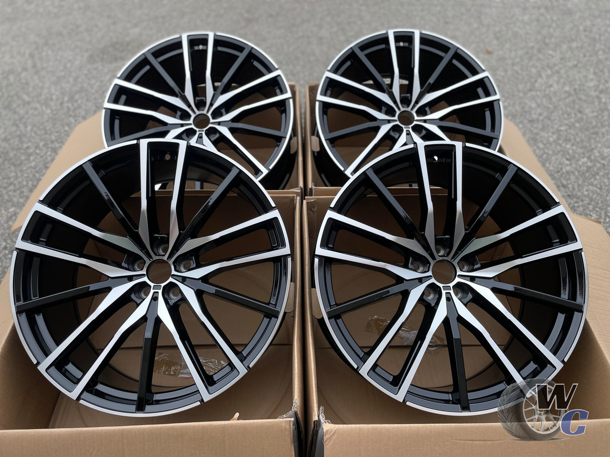 22” Wheels Fit BMW X7 2019–2026 |  Factory Style Rims |  Gloss Black Machined Face |  Staggered Set of 4