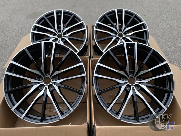 22” Wheels Fit BMW X6 2015–2026 |  Factory Style Rims |  Gloss Black Machined Face |  Staggered Set of 4