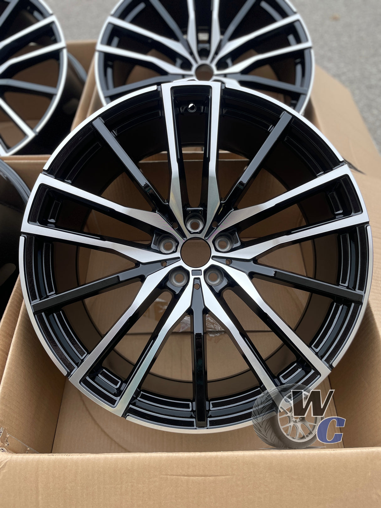 22” Wheels Fit BMW X7 2019–2026 |  Factory Style Rims |  Gloss Black Machined Face |  Staggered Set of 4
