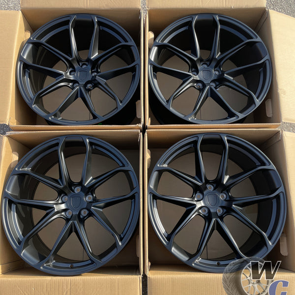 22” Wheels Fit Porsche Cayenne 2018–2025 |  OE Style Rims |  Matte Black |  Staggered Set of 4