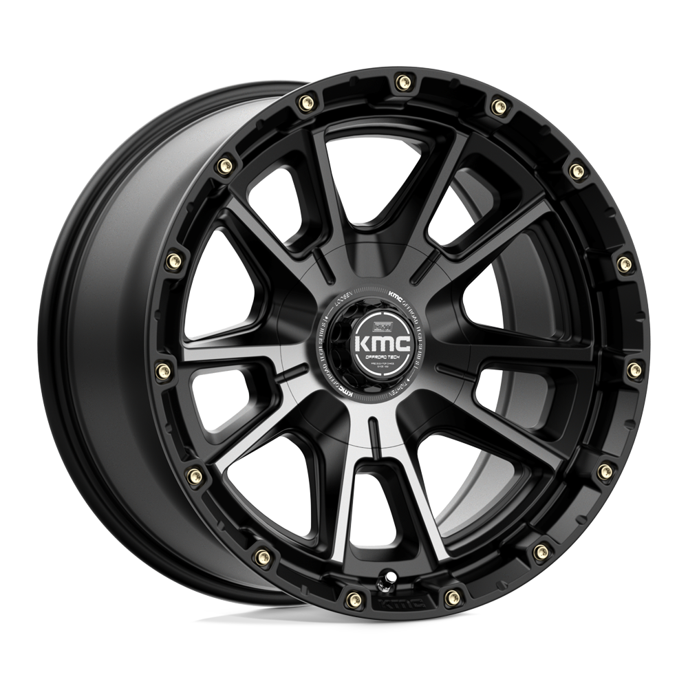 17X9 KMC KM100 SYNC SATIN BLACK W/ GRAY TINT 6X135/6X139.7