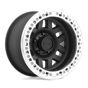 17X9 KMC KM229 MACHETE CRAWL BEADLOCK SATIN BLACK W/ MACHINED RING 5X127