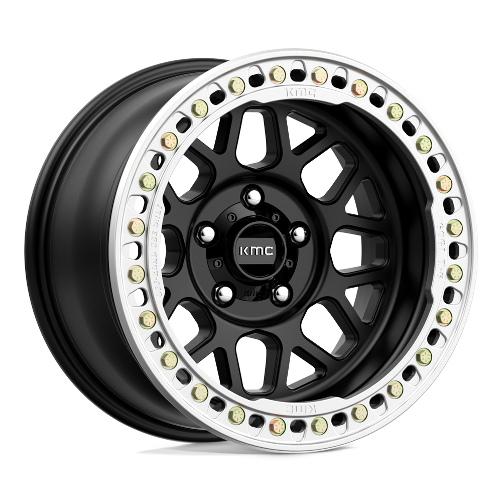 18X9 KMC KM235 GRENADE CRAWL BEADLOCK RIMS - SATIN BLACK 8X165.1