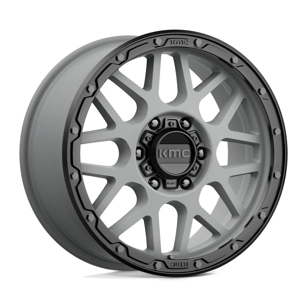 18X8.5 KMC KM535 GRENADE OFF-ROAD MATTE GRAY W/ MATTE BLACK LIP 6X139.7