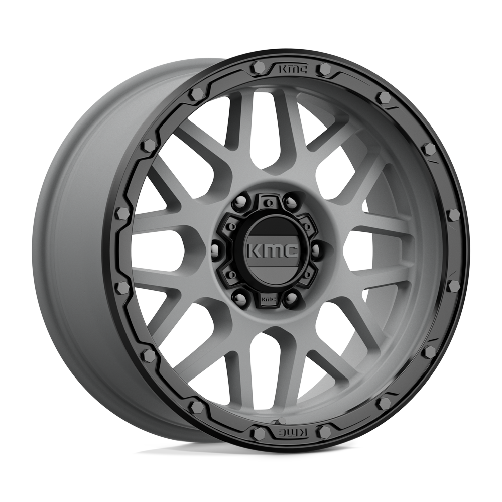 18X8.5 KMC KM535 GRENADE OFF-ROAD MATTE GRAY W/ MATTE BLACK LIP 6X135