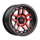18X8.5 KMC KM540 RECON GLOSS BLACK MACH W/ RED TINT 5X127