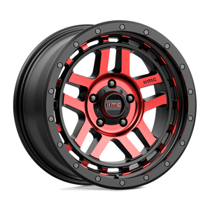 18X8.5 KMC KM540 RECON GLOSS BLACK MACH W/ RED TINT 5X127