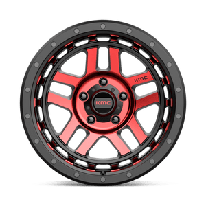 18X8.5 KMC KM540 RECON GLOSS BLACK MACH W/ RED TINT 5X127