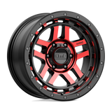 18X8.5 KMC KM540 RECON GLOSS BLACK MACH W/ RED TINT 6X139.7