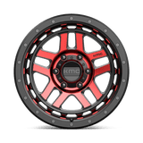 18X8.5 KMC KM540 RECON GLOSS BLACK MACH W/ RED TINT 6X139.7
