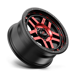 17X9 KMC KM540 RECON GLOSS BLACK MACH W/ RED TINT 5X127