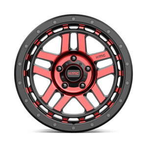 17X9 KMC KM540 RECON GLOSS BLACK MACH W/ RED TINT 5X127