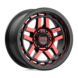 18X8.5 KMC KM540 RECON GLOSS BLACK MACH W/ RED TINT 6X139.7